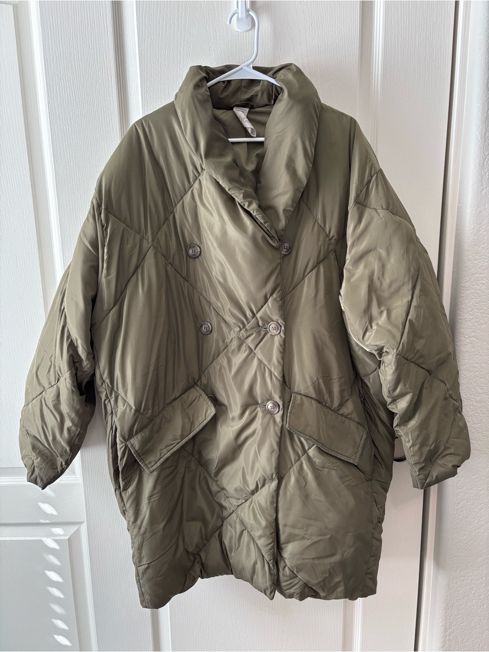 Free People Puffa Ella Quilted Puffer Coat Olive Green Women’s Size Large